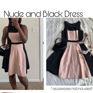 Nude and black dress